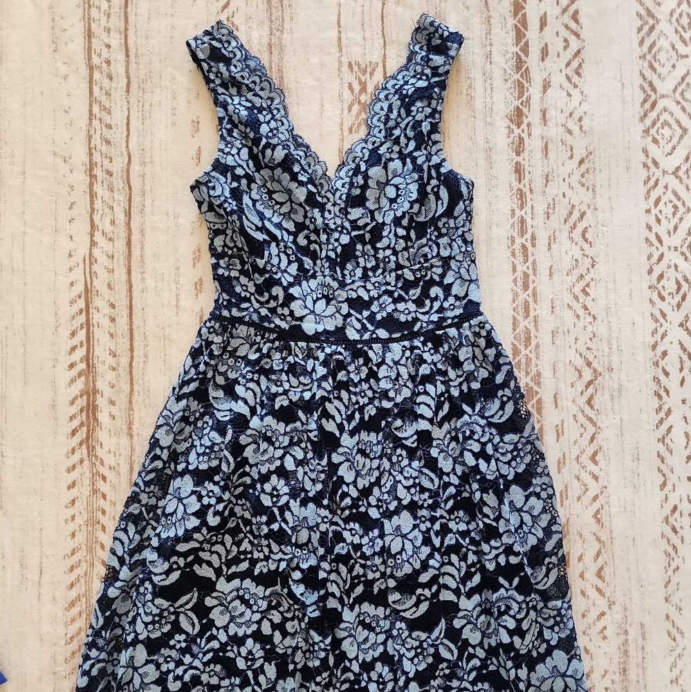 Altar'd State Black and Blue A-Line Sleeveless V-Neck Dress